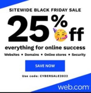 2022 Web.com 25% Off Black Friday - Cyber Monday Week Discount Deals